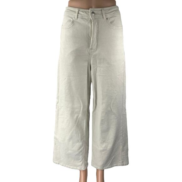 Calla Women's White High Waisted Baggy Palazzo Wide Leg Denim Jeans Size 6 - Picture 1 of 4